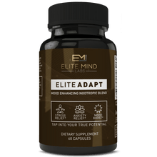 Load image into Gallery viewer, Elite Adapt - a combination of all-natural herbs, such as Ashwagandha and Rhodiola Rosea, and nootropics that will help you adapt to any stressors in your life. Manage your stress and anxiety while maximizing your mood and brain health. 