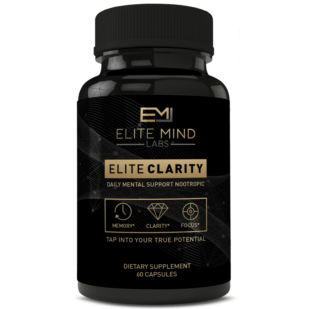 Elite Clarity helps you reach the next level of cognitive ability and overall brain health with just the right dosage of clinically studied all-natural nootropics. 
