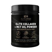 Load image into Gallery viewer, This product combines the sustainable proteins from 100% grass-fed collagen peptides with the energy boosting healthy fats in MCT oil. Elite Start Collagen + MCT can be used at any time of day for a boost in energy and focus while also supporting digestion, hair, skin, nails, and joint health. 